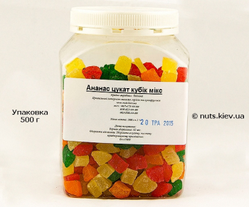 Ананас цукат кубик микс - Упаковка 500 г